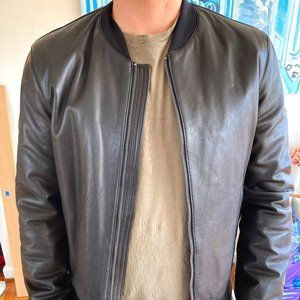 Cole Haan Varsity Bomber Leather Jacket